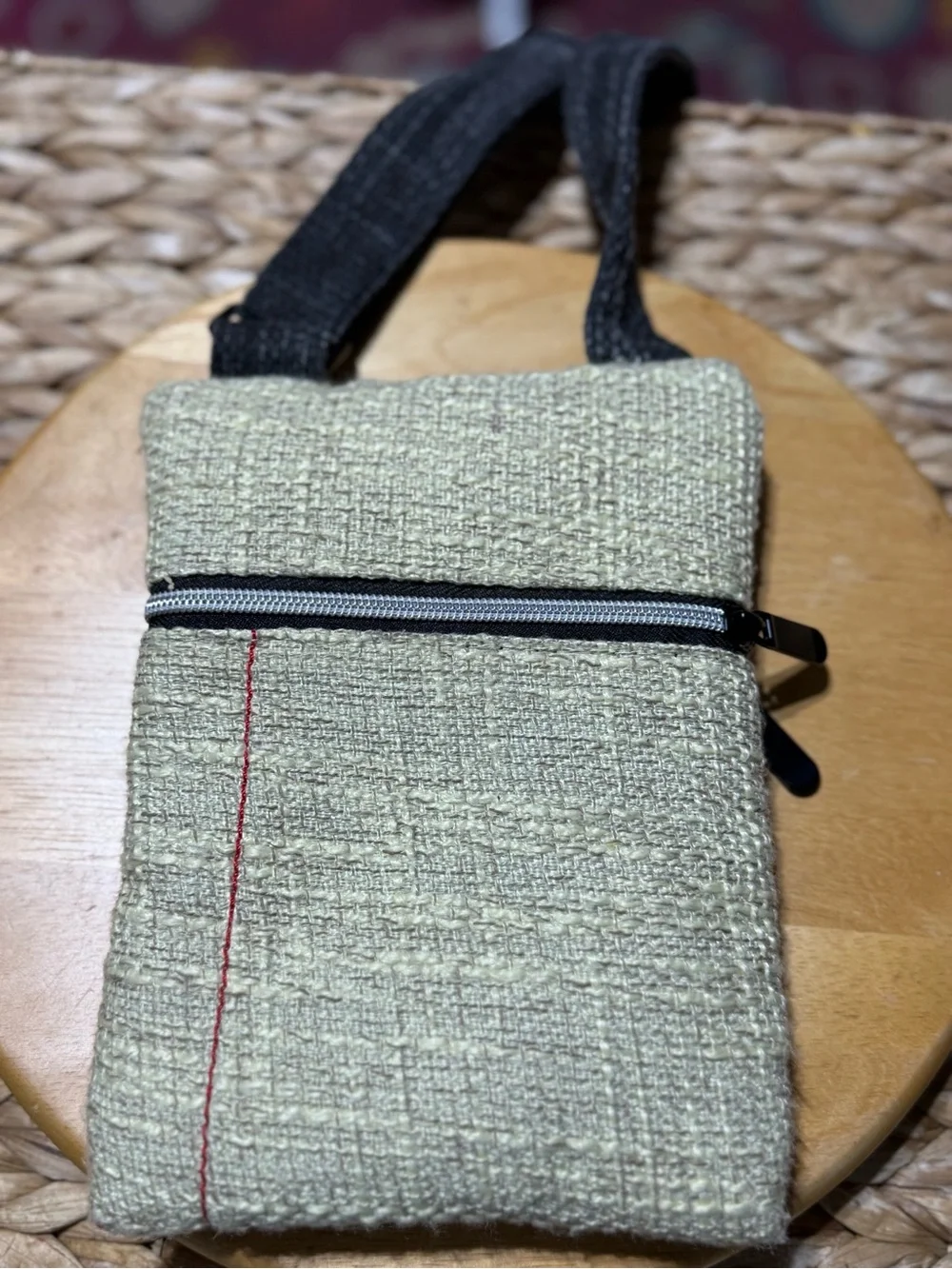 Small Crossbody Bag - Cream with Black Strap